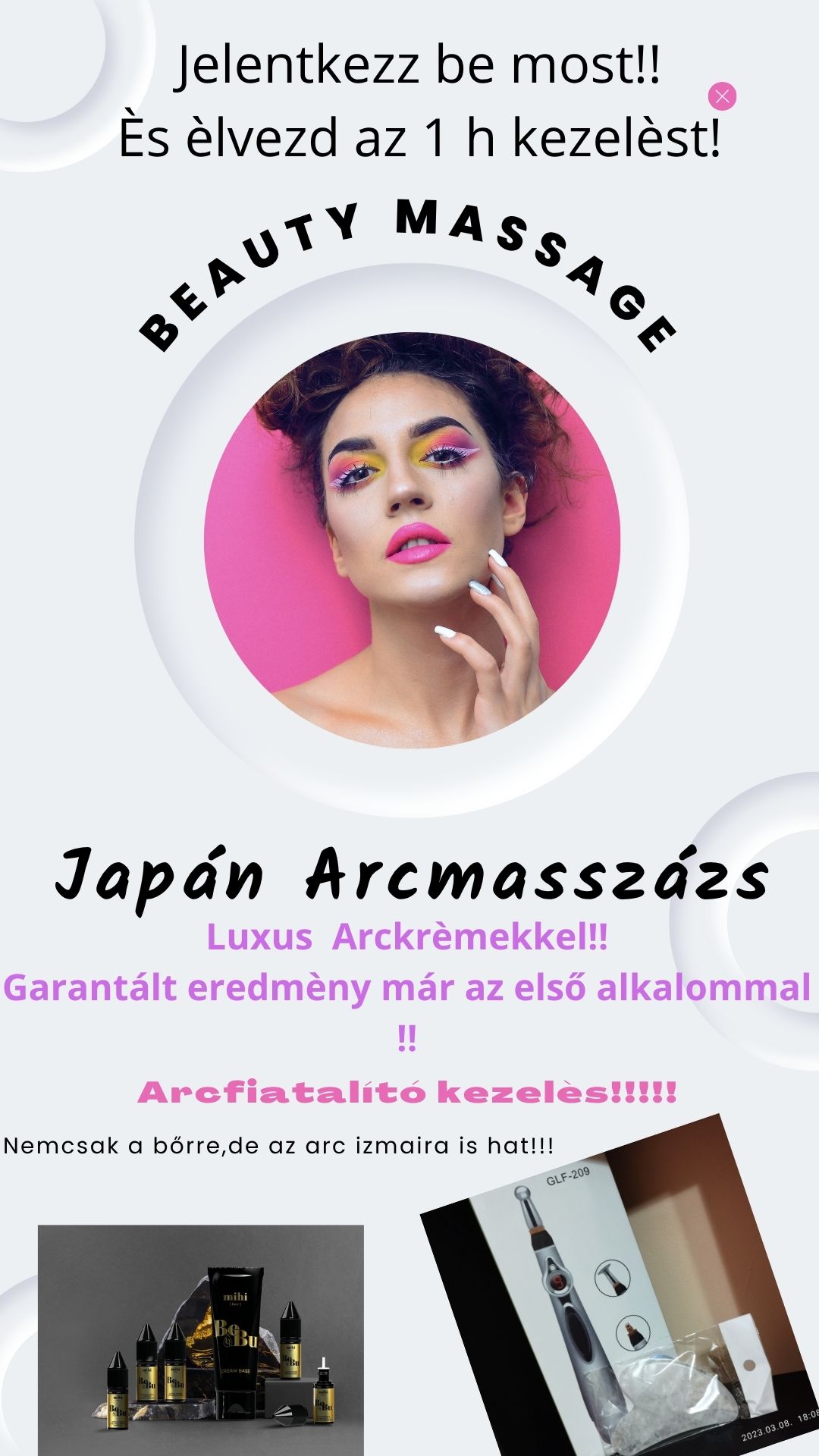 japán arcmasszázs egy ősi technika, amely a nyomáspontok stimulálására, a vérkeringés javítására és az arcizmok ellazulására összpontosít. Ez a módszer a hagyományos japán kézműveskedés, az anma és a shiatsu technikákból származik, és segíthet az arc ráncainak csökkentésében, a bőr feszesítésében, és az arc fiatalos megjelenésének elősegítésében. 